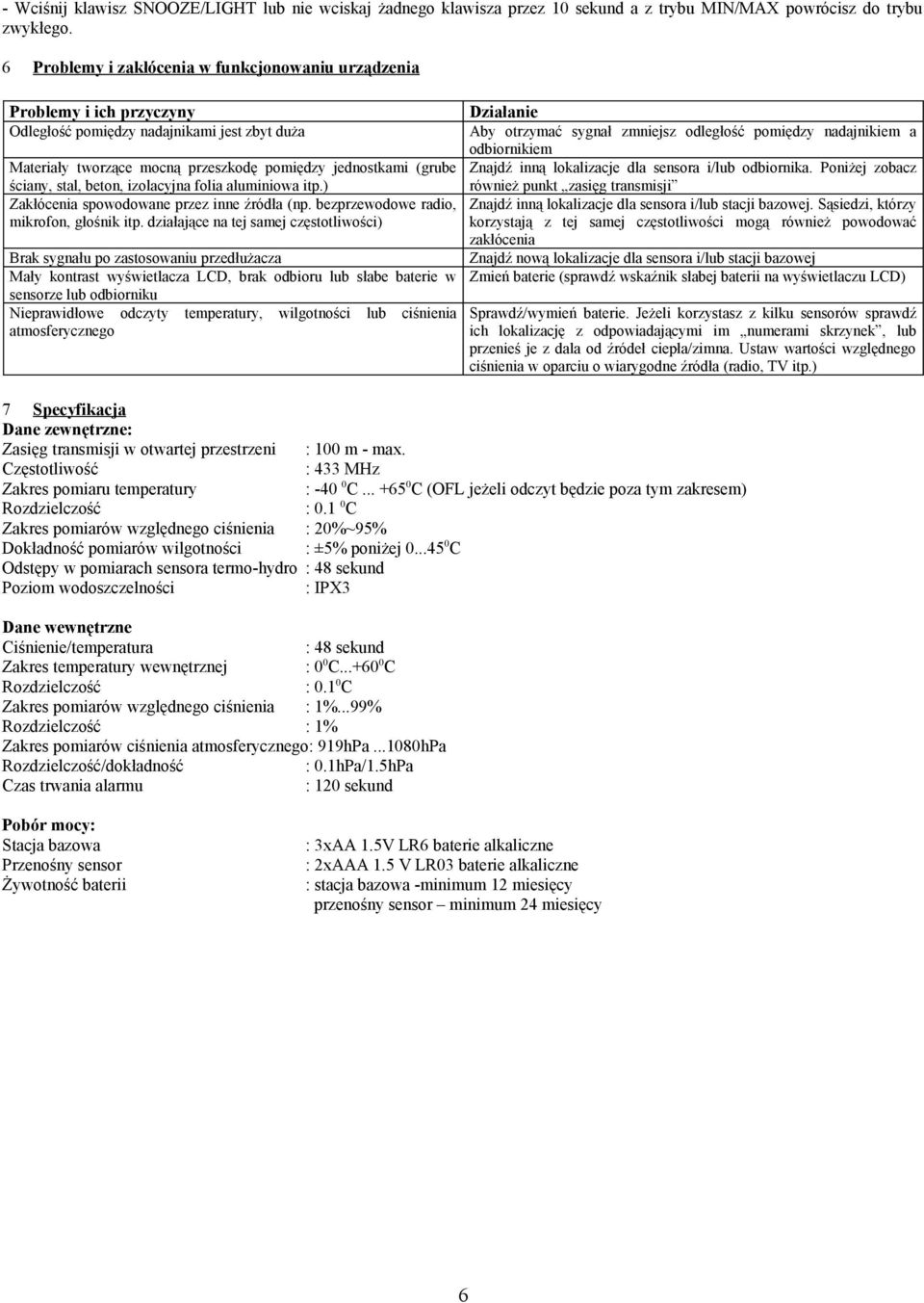 stal, beton, izolacyjna folia aluminiowa itp.) Zakłócenia spowodowane przez inne źródła (np. bezprzewodowe radio, mikrofon, głośnik itp.