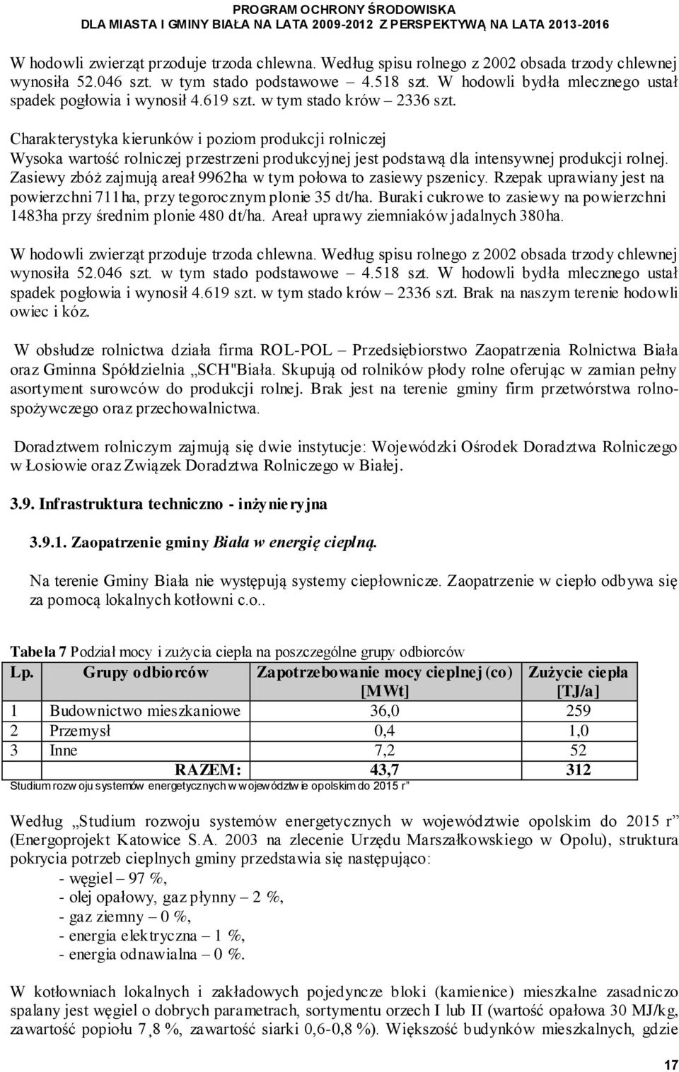 Charakterystyka kierunków i poziom produkcji rolniczej Wysoka wartość rolniczej przestrzeni produkcyjnej jest podstawą dla intensywnej produkcji rolnej.