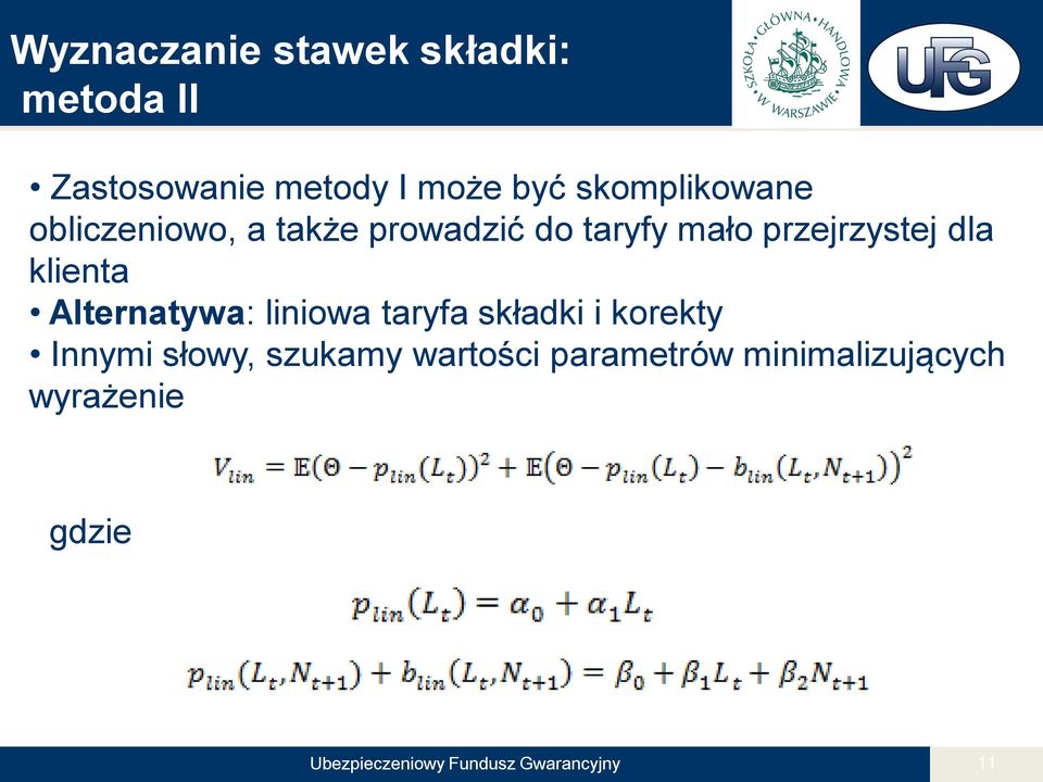 klienta Alternatywa: liniowa taryfa składki i korekty Innymi słowy, szukamy