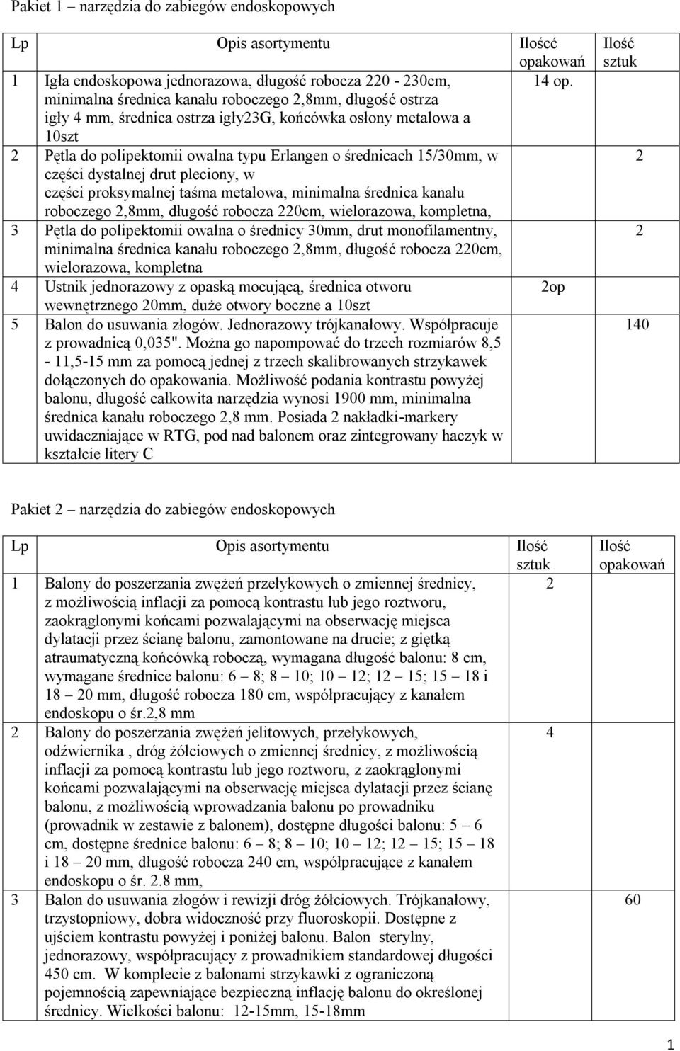 dystalnej drut pleciony, w części proksymalnej taśma metalowa, minimalna średnica kanału roboczego,8mm, długość robocza 0cm, wielorazowa, kompletna, Pętla do polipektomii owalna o średnicy 0mm, drut