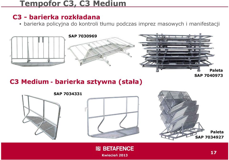 manifestacji SAP 7030969 C3 Medium - barierka sztywna