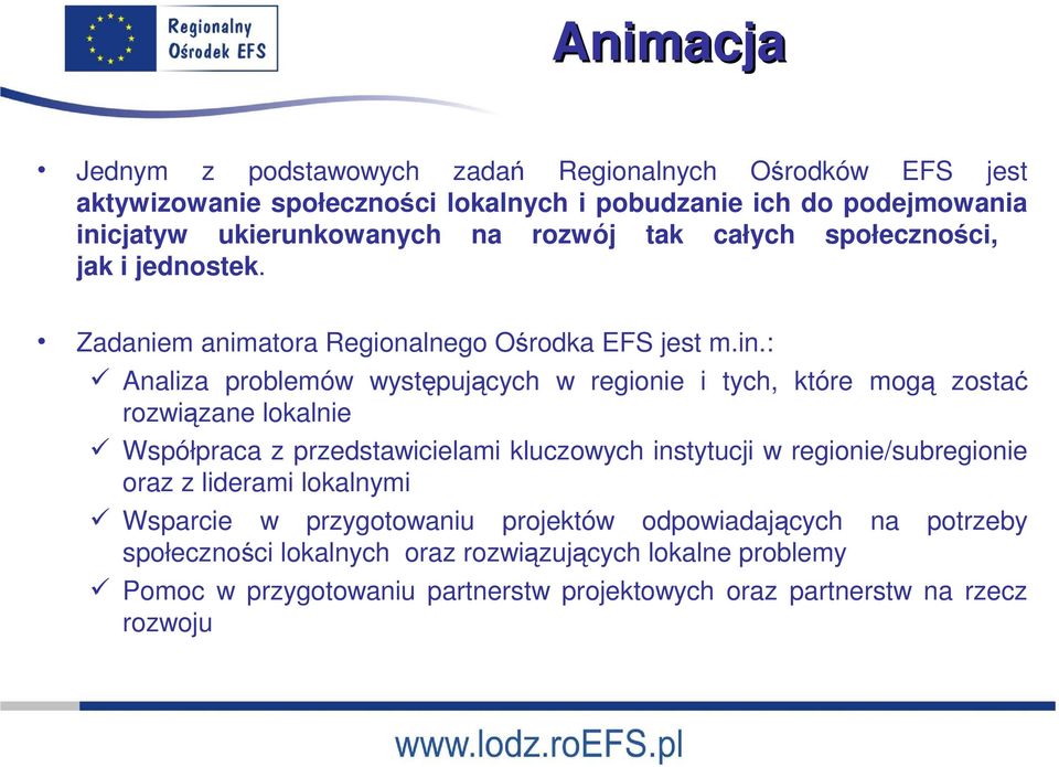 : Analiza problemów występujących w regionie i tych, które mogą zostać rozwiązane lokalnie Współpraca z przedstawicielami kluczowych instytucji w