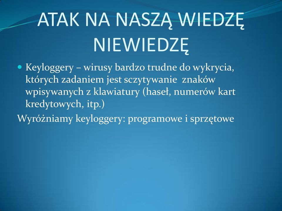 znaków wpisywanych z klawiatury (haseł, numerów kart