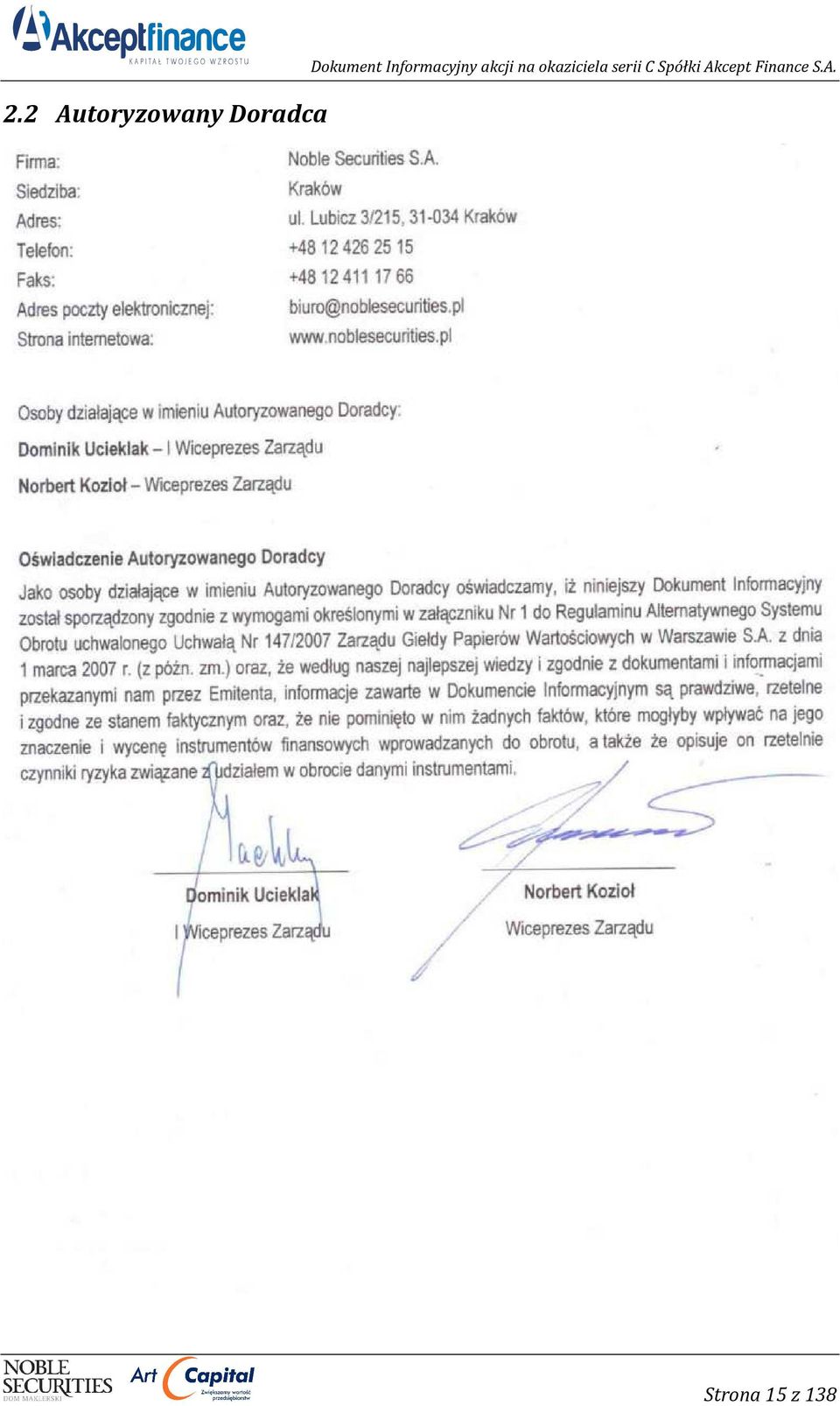 na okaziciela serii C Spółki