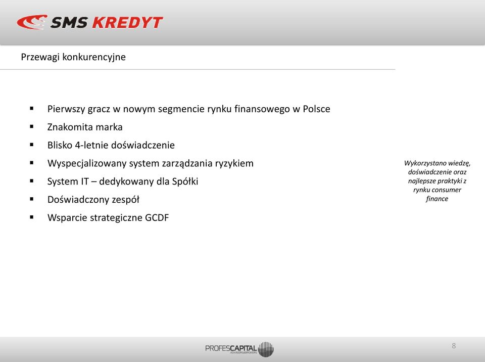 ryzykiem System IT dedykowany dla Spółki Doświadczony zespół Wsparcie strategiczne