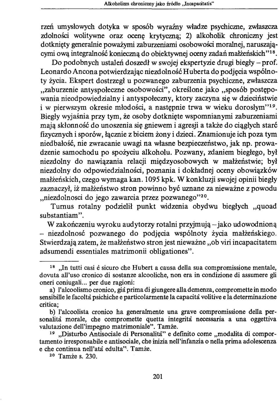 Leonardo A ncona potwierdzając niezdolność H uberta do podjęcia wspólnoty życia.