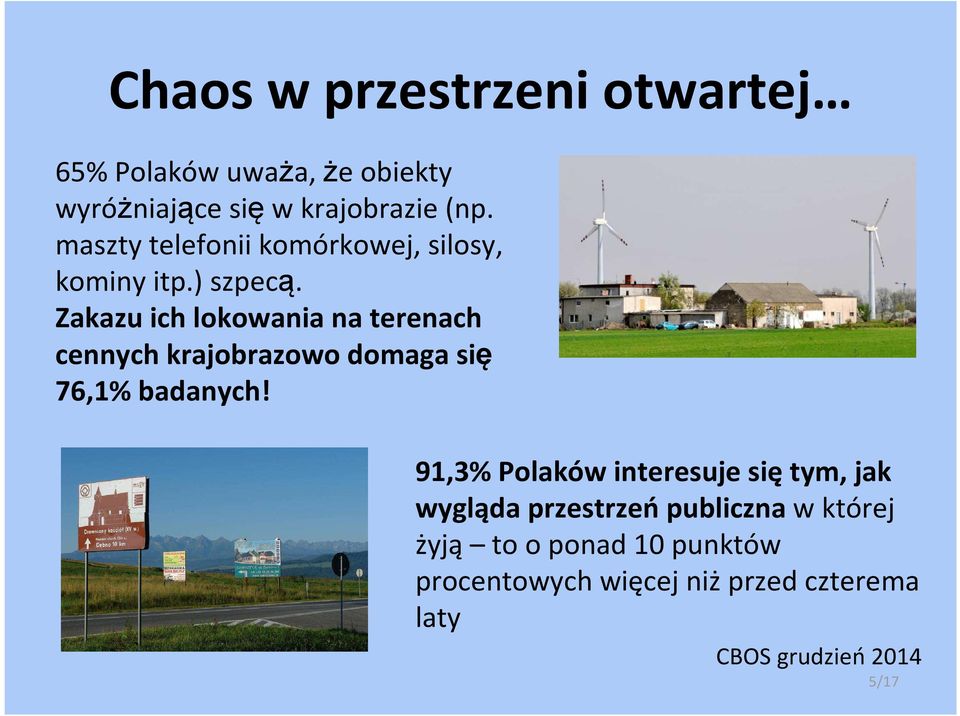 Zakazu ich lokowania na terenach cennych krajobrazowo domaga się 76,1% badanych!