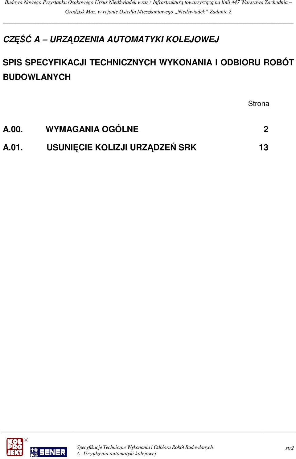 ROBÓT BUDOWLANYCH Strona A.00.