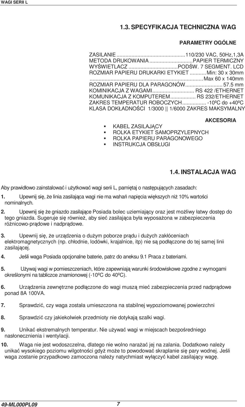 .. RS 232/ETHERNET ZAKRES TEMPERATUR ROBOCZYCH.