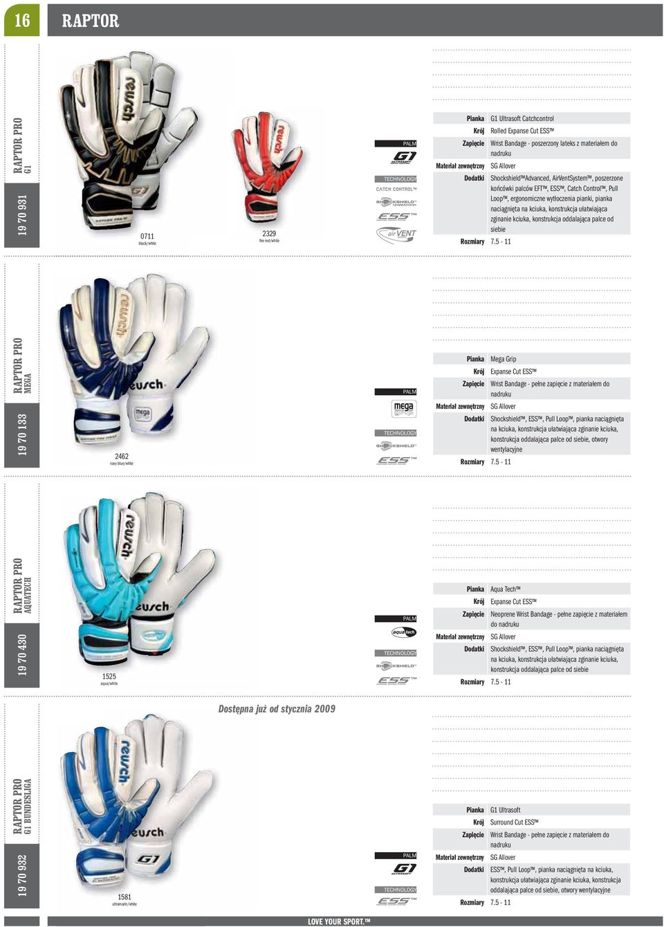 konstrukcja ułatwiająca zginanie kciuka, konstrukcja oddalająca palce od siebie 19 70 133RAPTOR PRO MEGA 2462 navy blue/white Pianka Mega Grip Krój Expanse Cut ESS Zapięcie Wrist Bandage - pełne