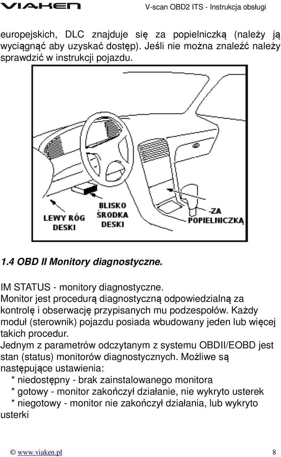 Każdy moduł (sterownik) pojazdu posiada wbudowany jeden lub więcej takich procedur. Jednym z parametrów odczytanym z systemu OBDII/EOBD jest stan (status) monitorów diagnostycznych.
