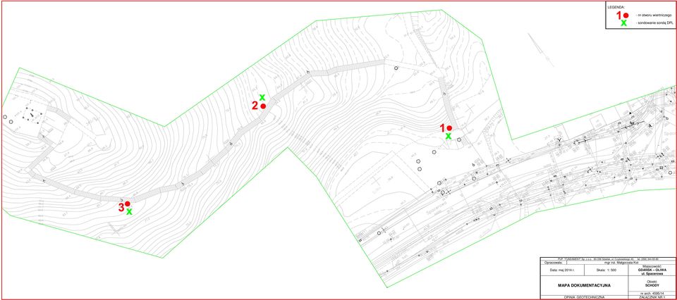 Małgorzata Kot Data: maj 2014 r. Skala: 1: 500 Miejscowość: GDAŃSK OLIWA ul.