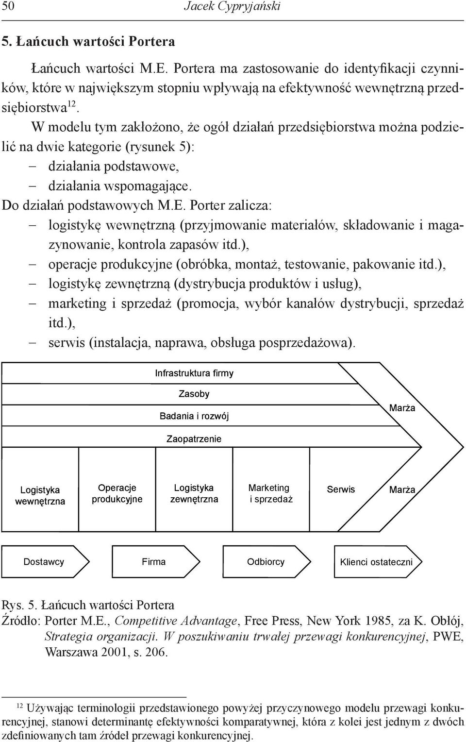 W modelu tym zakłożono, że ogół działań przedsiębiorstwa można podzielić na dwie kategorie (rysunek 5): działania podstawowe, działania wspomagające. Do działań podstawowych M.E.