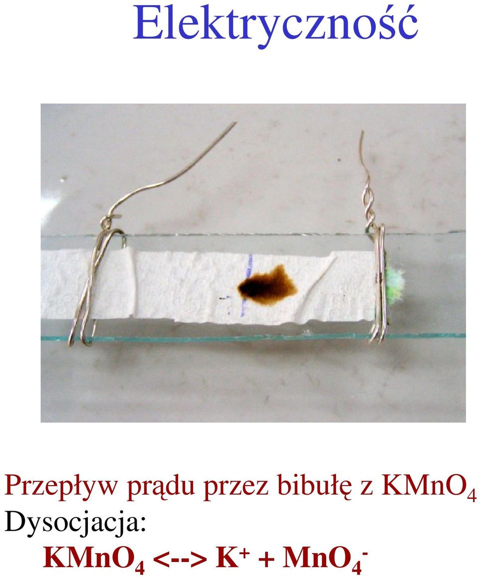 bibułę z KMnO 4