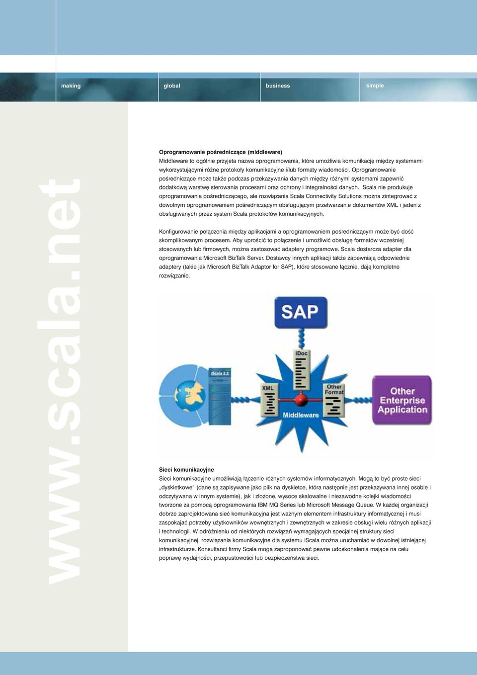 Scala nie produkuje oprogramowania poêredniczàcego, ale rozwiàzania Scala Connectivity Solutions mo na zintegrowaç z dowolnym oprogramowaniem poêredniczàcym obs ugujàcym przetwarzanie dokumentów XML