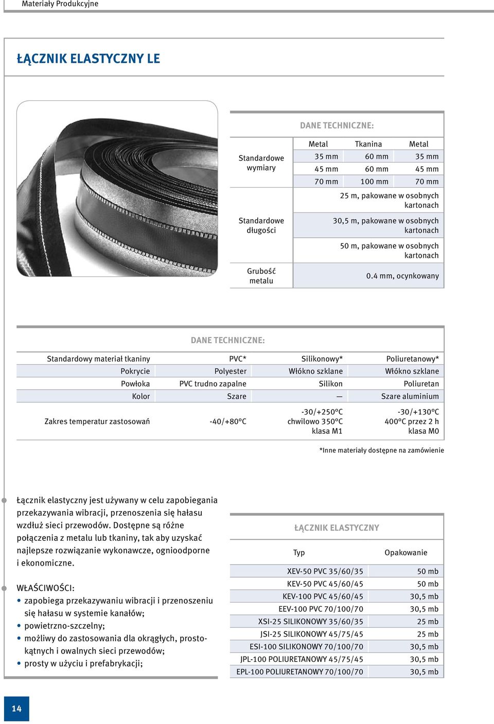 4 mm, ocynkowany DANE TECHNICZNE: Standardowy materiał tkaniny PVC* Silikonowy* Poliuretanowy* Pokrycie Polyester Włókno szklane Włókno szklane Powłoka PVC trudno zapalne Silikon Poliuretan Kolor