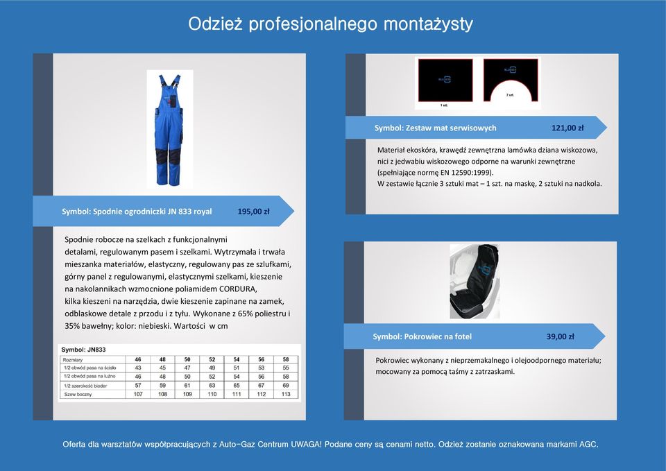 Symbol: Spodnie ogrodniczki JN 833 royal 195,00 zł Spodnie robocze na szelkach z funkcjonalnymi detalami, regulowanym pasem i szelkami.