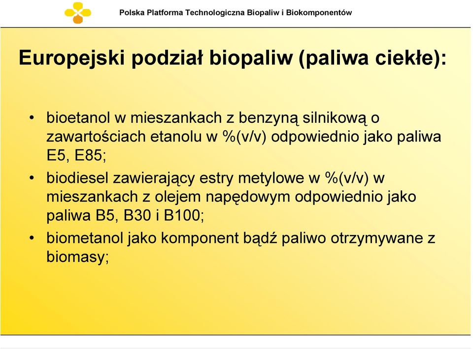 biodiesel zawierający estry metylowe w %(v/v) w mieszankach z olejem napędowym