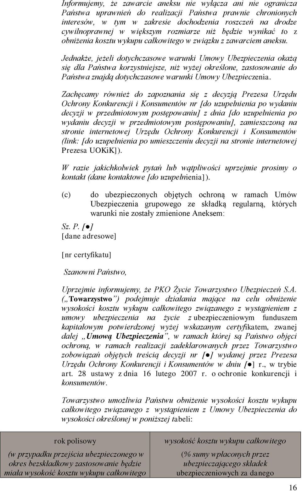 Jednakże, jeżeli dotychczasowe warunki Umowy Ubezpieczenia okażą się dla Państwa korzystniejsze, niż wyżej określone, zastosowanie do Państwa znajdą dotychczasowe warunki Umowy Ubezpieczenia.