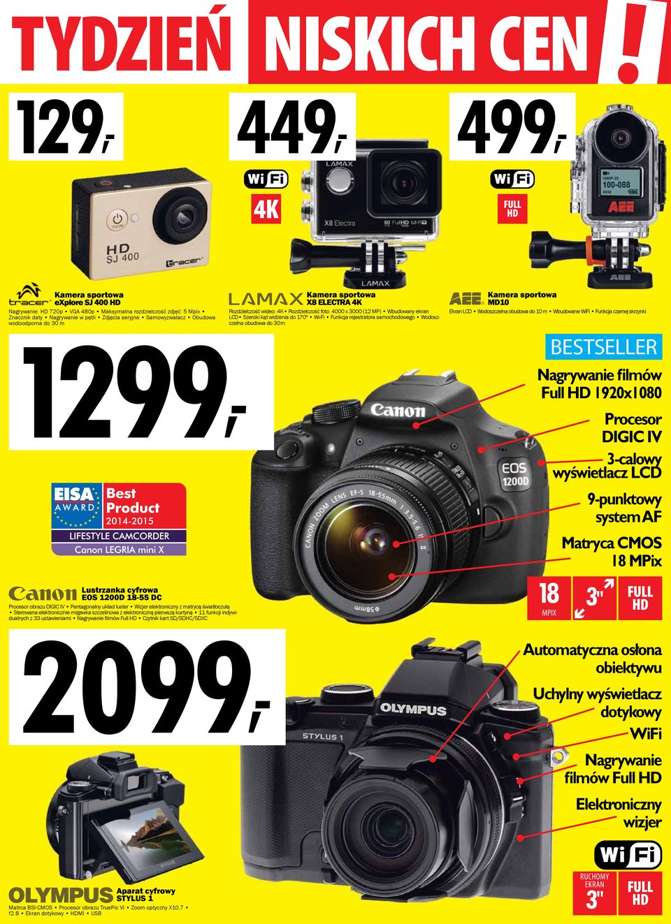 samochodowego Wodoszczelna obudowa do 30 wodoodporna 1299, do 30 m m Lustrzanka cyfrowa EOS 1200D 18-55 DC Procesor obrazu DIGIC IV Pentagonalny układ luster Wizjer elektroniczny z matrycą