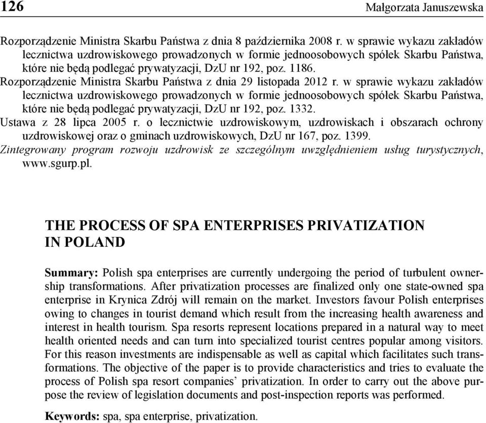 Rozporządzenie Ministra Skarbu Państwa z dnia 29 listopada 2012 r.