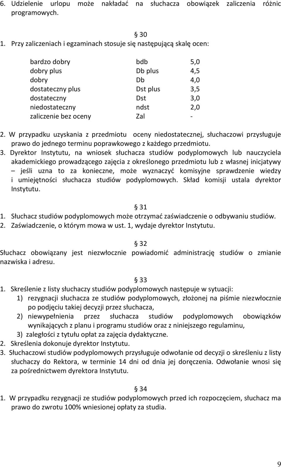 zaliczenie bez oceny Zal - 2. W przypadku uzyskania z przedmiotu oceny niedostatecznej, słuchaczowi przysługuje prawo do jednego terminu poprawkowego z każdego przedmiotu. 3.