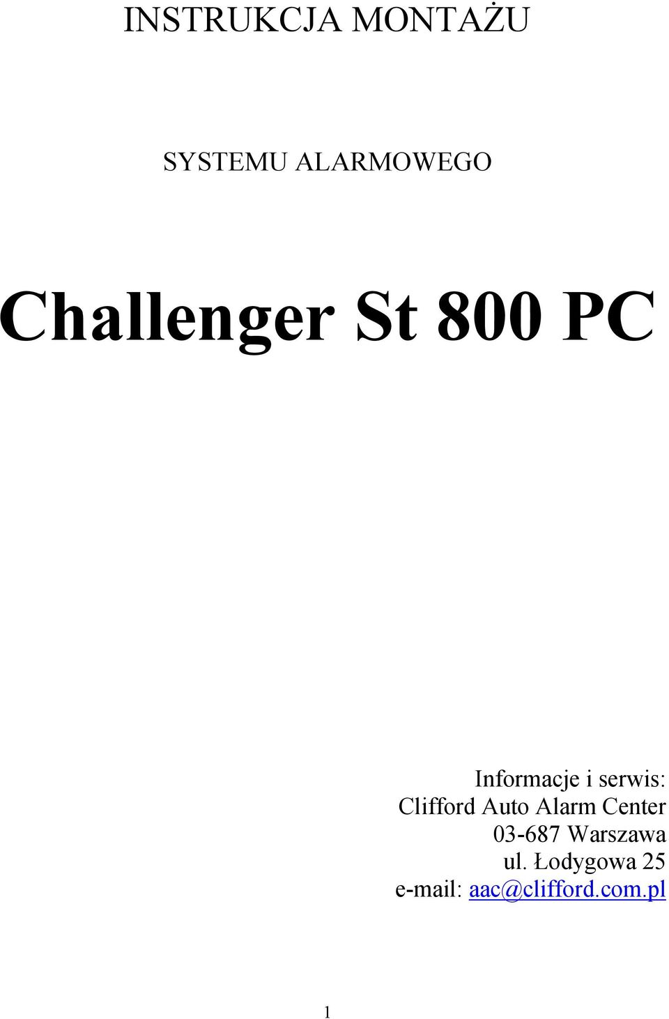 Clifford Auto Alarm Center 03-687