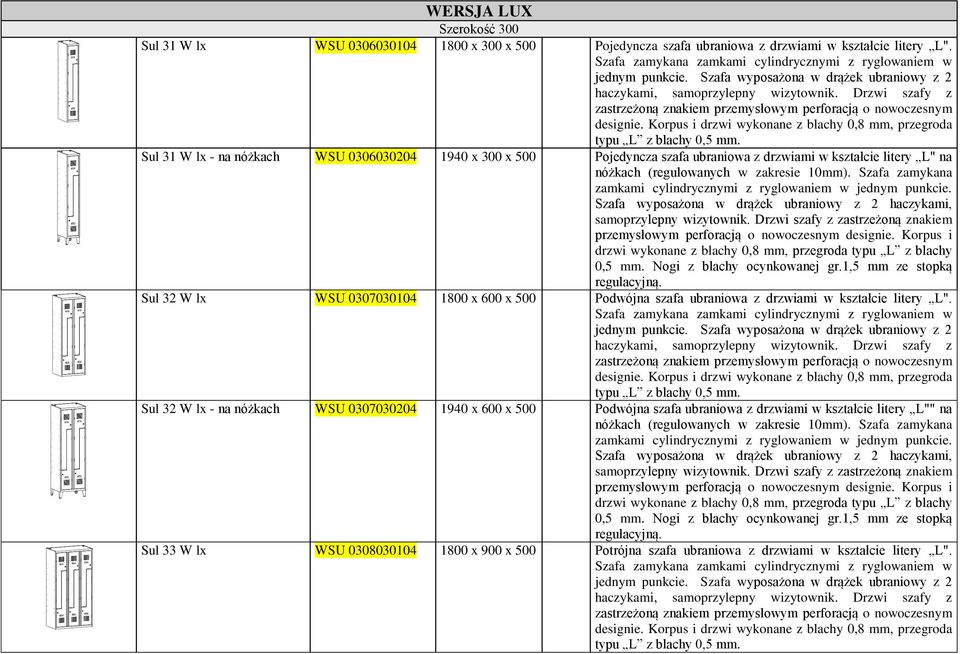 0307030104 1800 x 600 x Podwójna szafa ubraniowa z drzwiami w kształcie litery L".