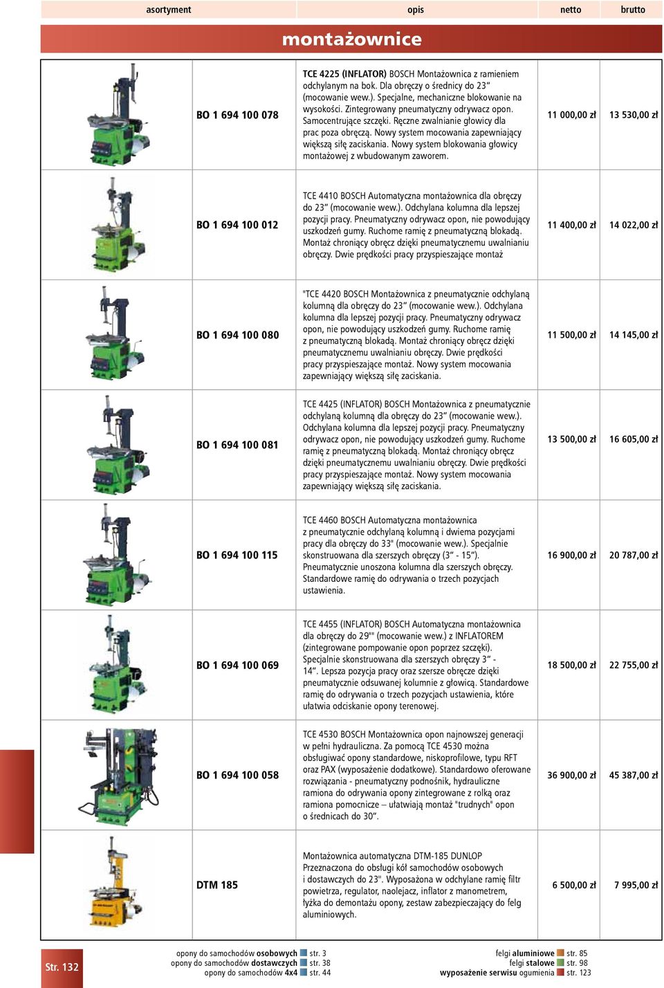 Nowy system blokowania głowicy montażowej z wbudowanym zaworem. 11 000,00 zł 13 530,00 zł BO 1 694 100 012 TCE 4410 BOSCH Automatyczna montażownica dla obręczy do 23 (mocowanie wew.).