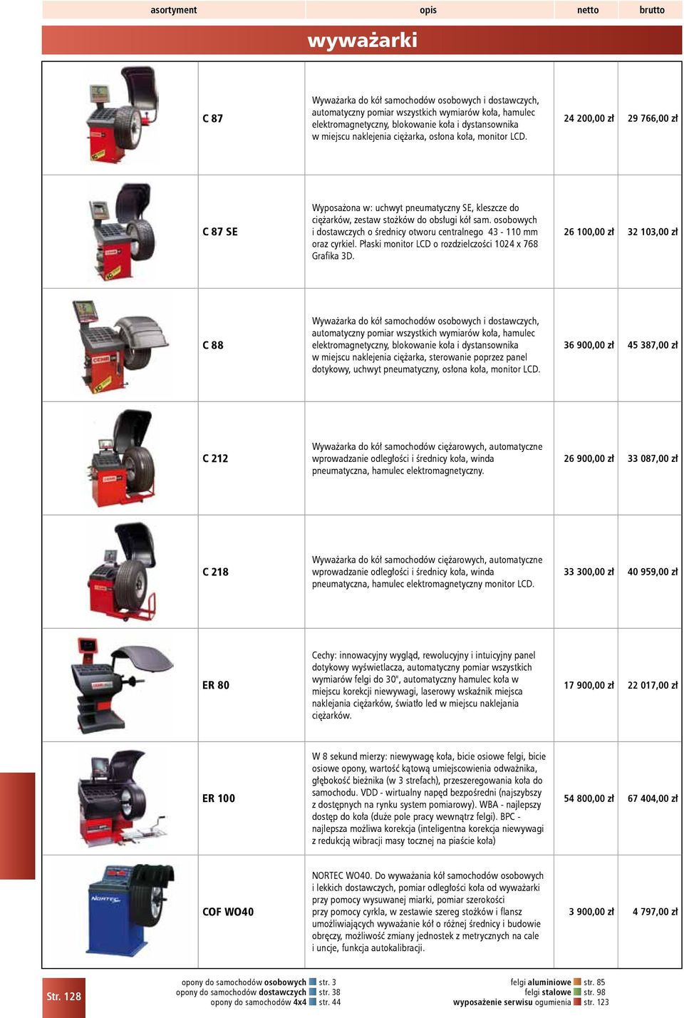 osobowych i dostawczych o średnicy otworu centralnego 43-110 mm oraz cyrkiel. Płaski monitor LCD o rozdzielczości 1024 x 768 Grafika 3D.