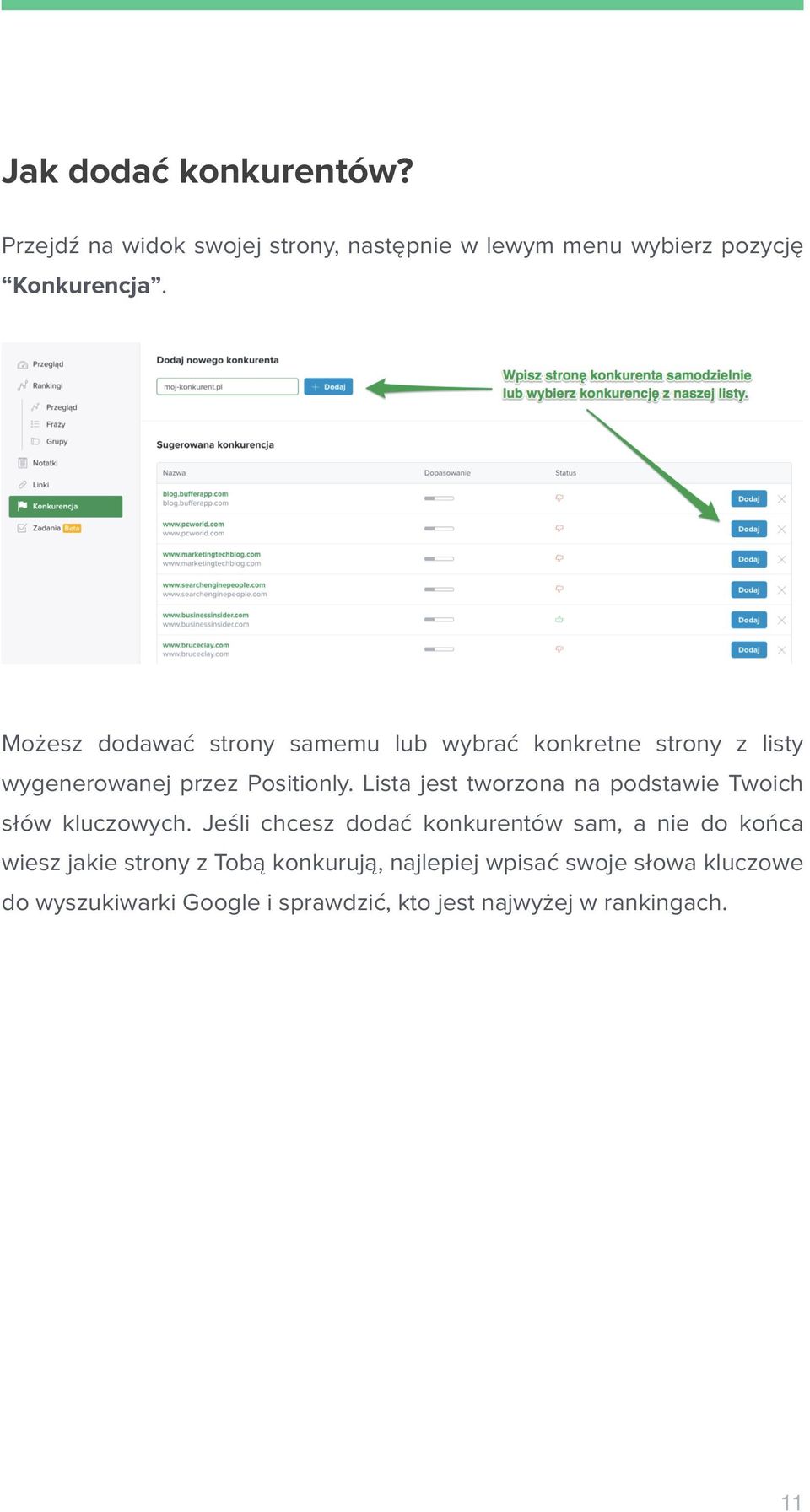 Lista jest tworzona na podstawie Twoich słów kluczowych.