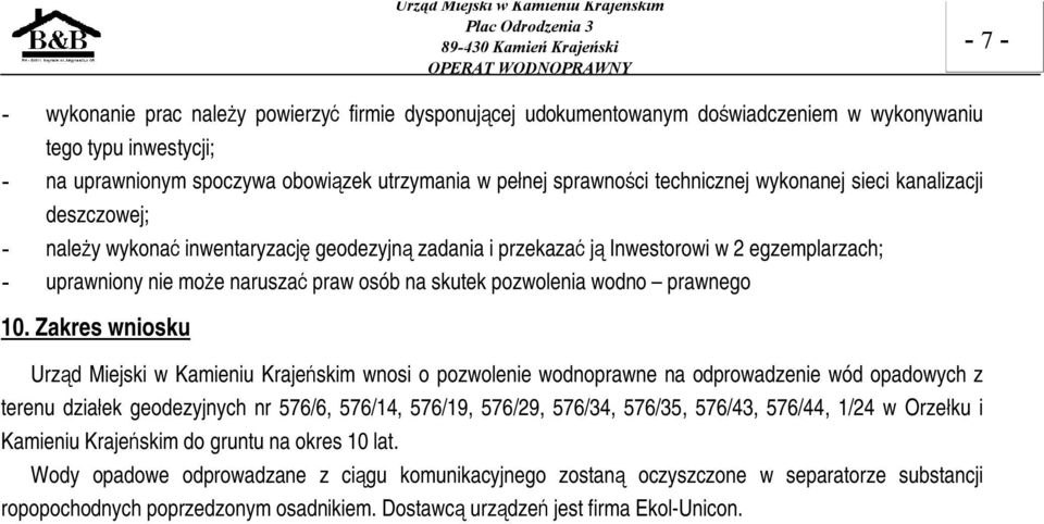 pozwolenia wodno prawnego 10.