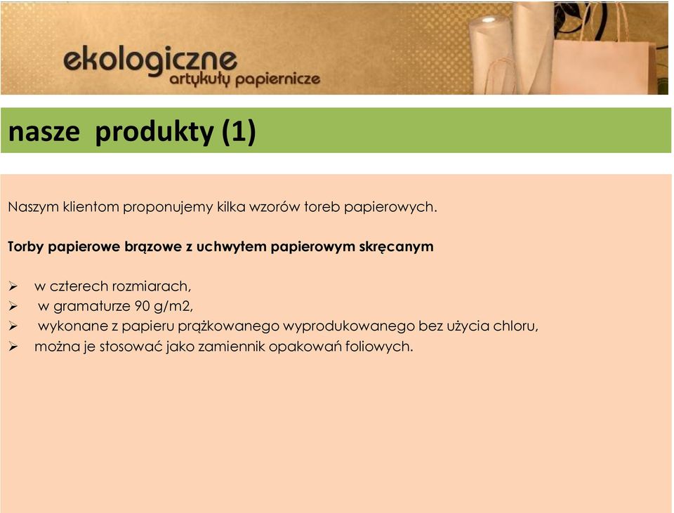 Torby papierowe brązowe z uchwytem papierowym skręcanym w czterech