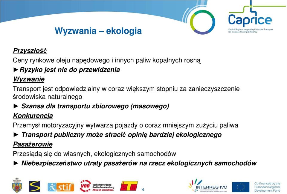 (masowego) Konkurencja Przemysł motoryzacyjny wytwarza pojazdy o coraz mniejszym zużyciu paliwa Transport publiczny może stracić opinię