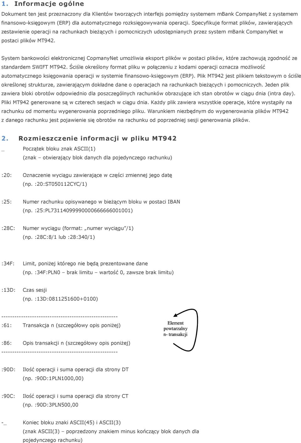 System bankowości elektronicznej CopmanyNet umożliwia eksport plików w postaci plików, które zachowują zgodność ze standardem SWIFT T942.