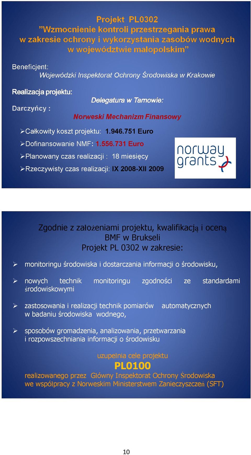 zakresie: monitoringu środowiska i dostarczania informacji o środowisku, nowych technik monitoringu zgodności ze standardami środowiskowymi zastosowania i realizacji technik