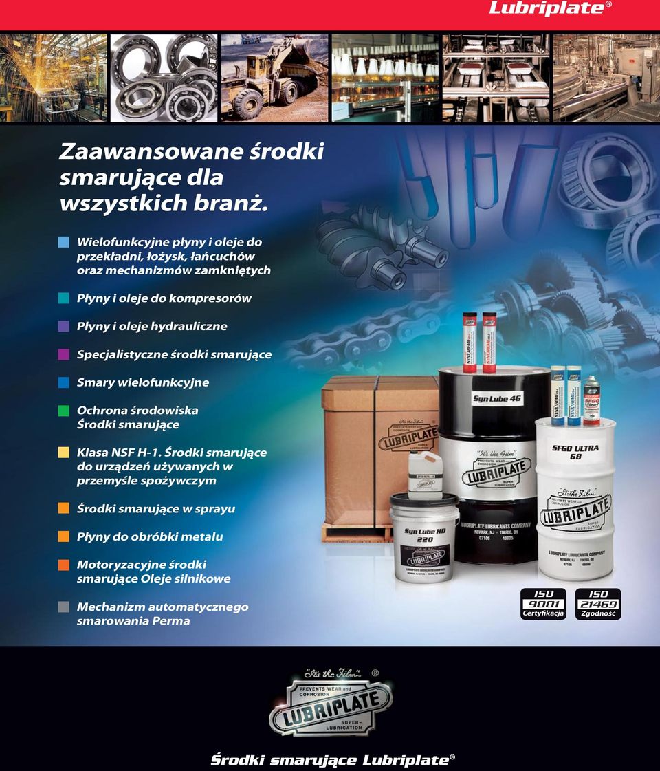 hydrauliczne Specjalistyczne środki smarujące Smary wielofunkcyjne Ochrona środowiska Środki smarujące Klasa NSF H.