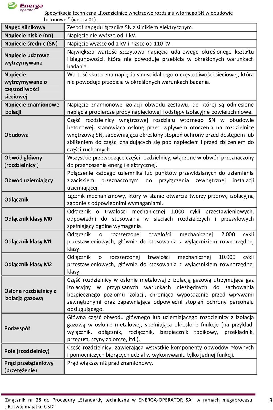 Odłącznik klasy M1 Odłącznik klasy M2 Osłona rozdzielnicy z izolacją gazową Podzespół Pole (rozdzielnicy) Prąd przetężeniowy (przetężenie) Największa wartość szczytowa napięcia udarowego określonego