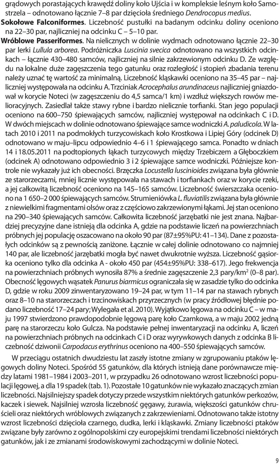 Na nielicznych w dolinie wydmach odnotowano łącznie 22 30 par lerki Lullula arborea.