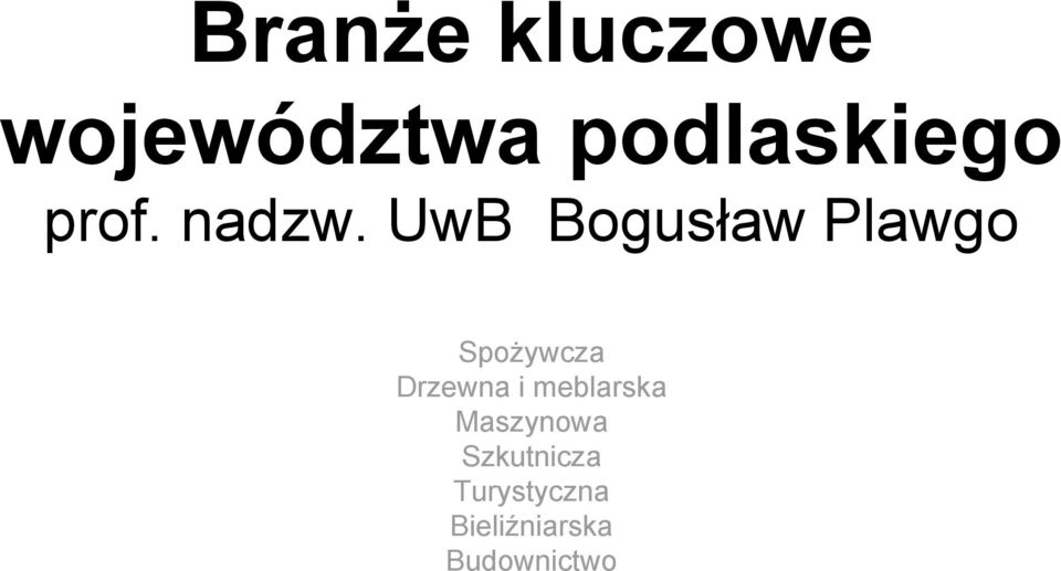 UwB Bogusław Plawgo Spożywcza Drzewna i