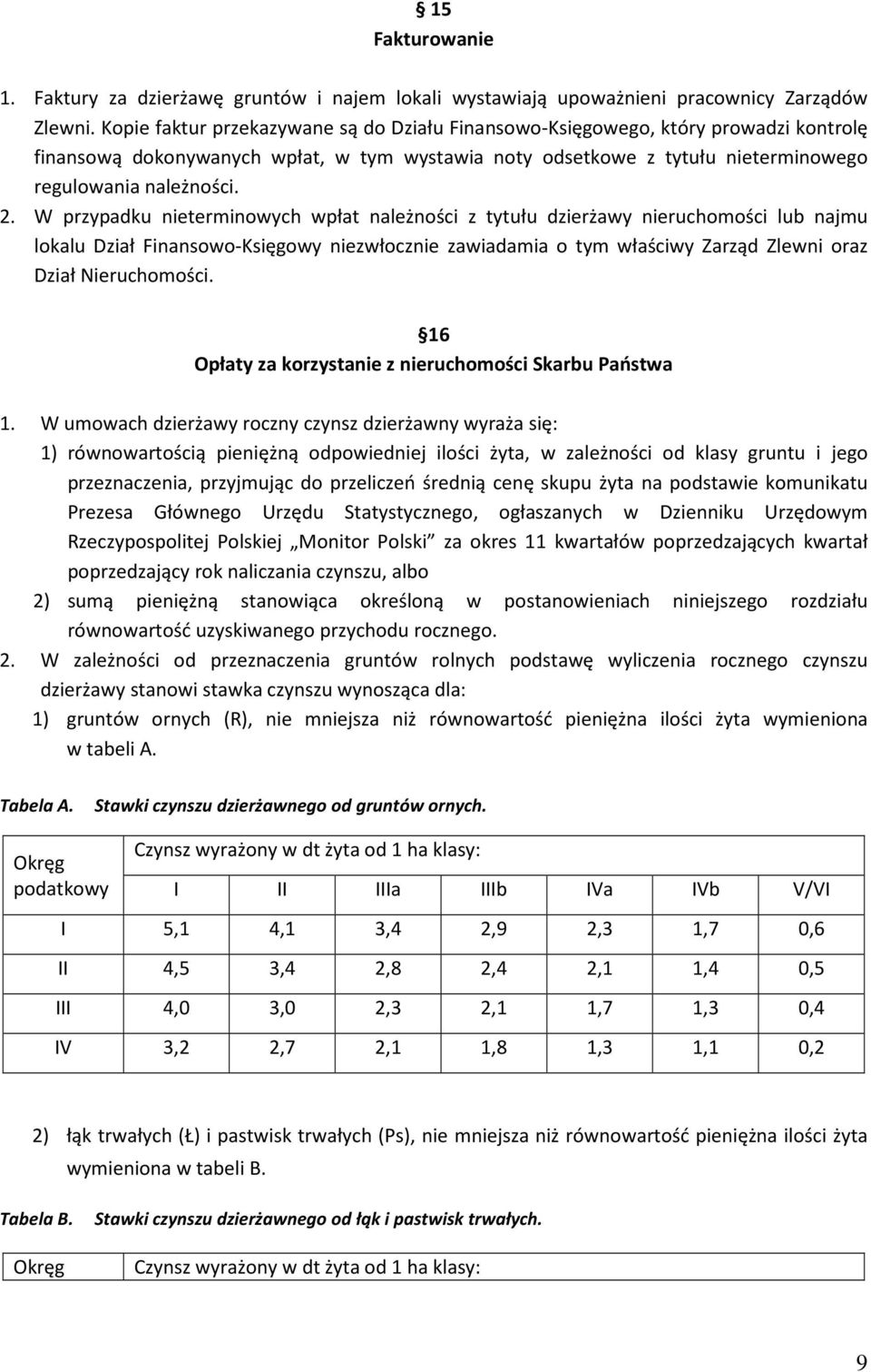 W przypadku nieterminowych wpłat należności z tytułu dzierżawy nieruchomości lub najmu lokalu Dział Finansowo-Księgowy niezwłocznie zawiadamia o tym właściwy Zarząd Zlewni oraz Dział Nieruchomości.
