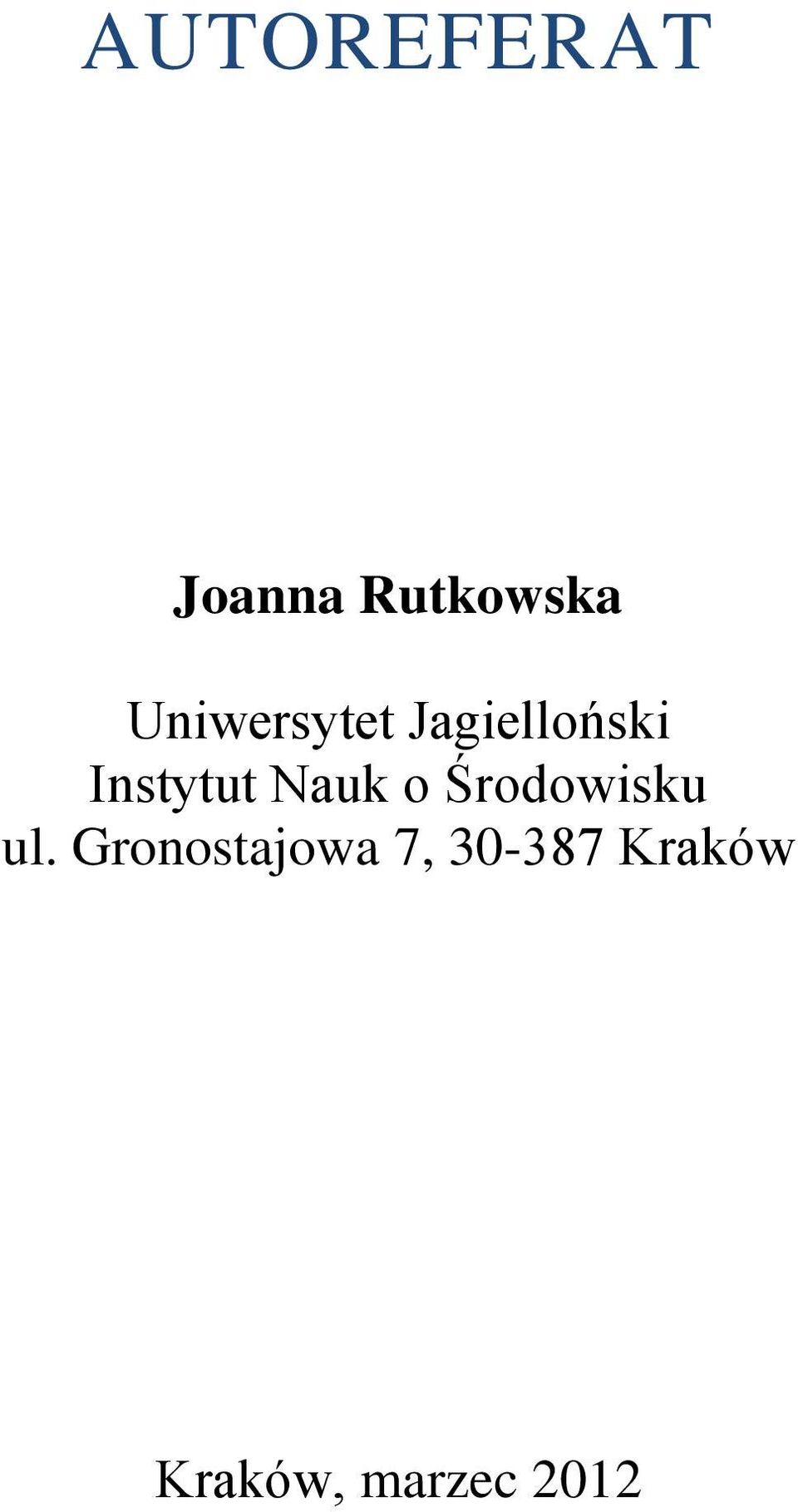 Nauk o Środowisku ul.