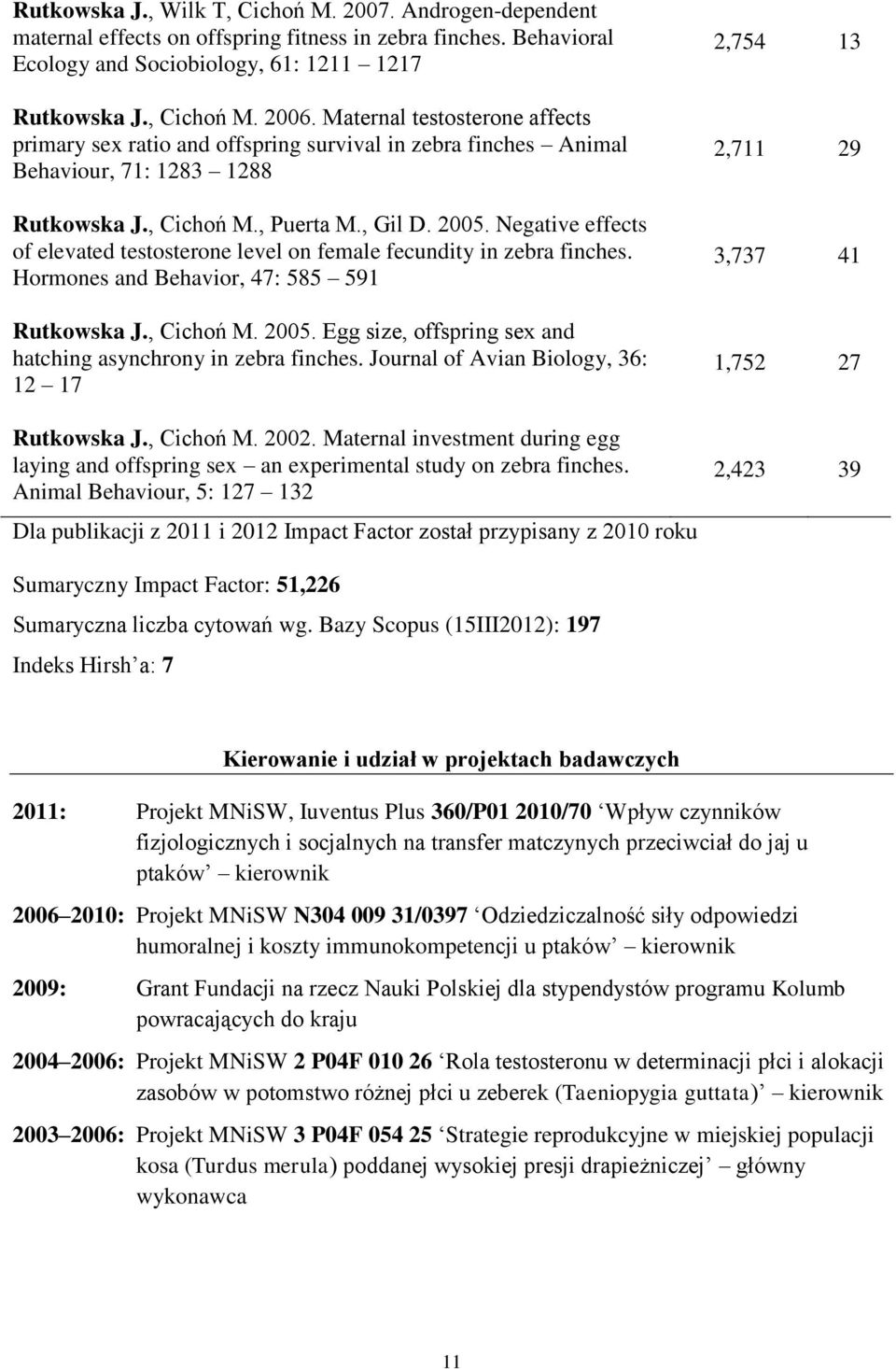 Negative effects of elevated testosterone level on female fecundity in zebra finches. Hormones and Behavior, 47: 585 591 Rutkowska J., Cichoń M. 2005.