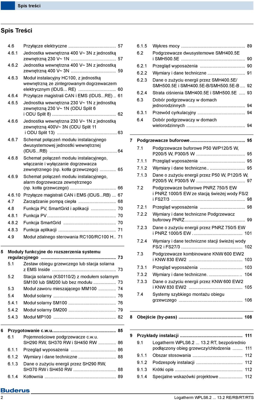 .. 62 4.6.6 Jednostka wewnętrzna 230 V~ N z jednostką zewnętrzną 400V~ 3N (ODU Split i ODU Split 3)... 63 4.6.7 Schemat połączeń modułu instalacyjnego dwusystemowej jednostki wewnętrznej (IDUS...RB).