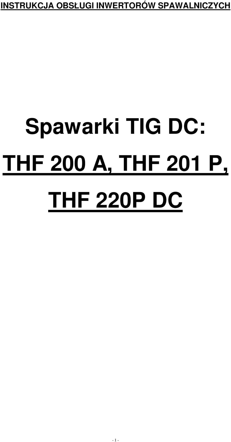 Spawarki TIG DC: THF 200