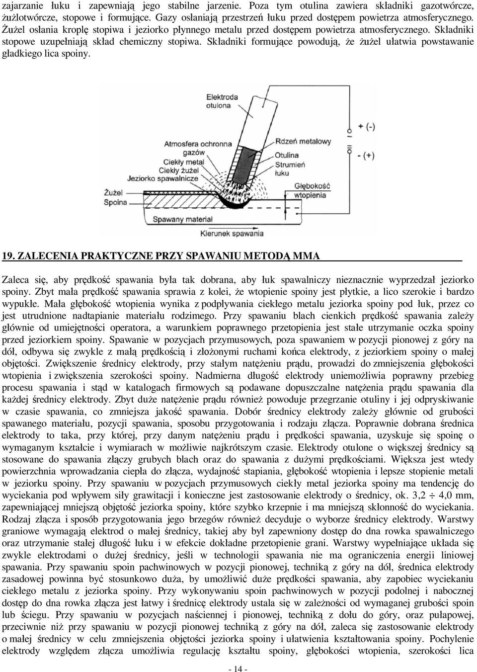 Sk adniki formuj ce powoduj, e el u atwia powstawanie adkiego lica spoiny. 19.