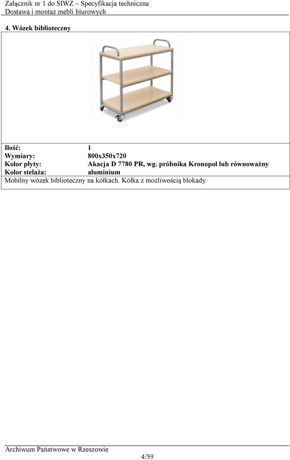 próbnika Kronopol lub równoważny Kolor