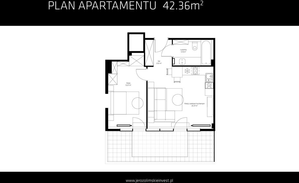 Hol 3,52 m 2 Pokój 13,37 m