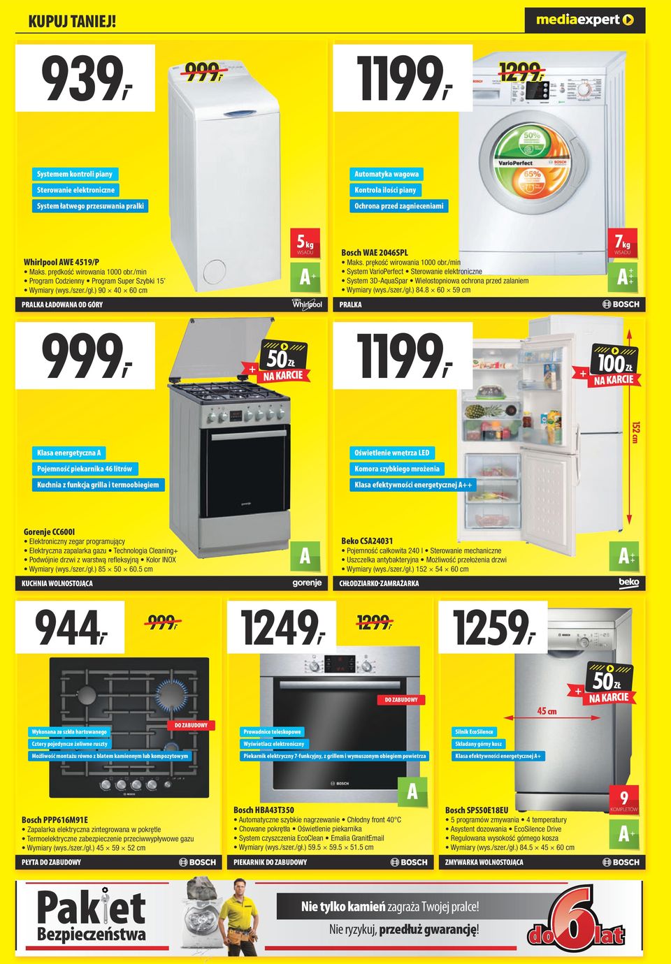 prędkość wirowania 1000 obr./min Program Codzienny Program Super Szybki 15 Wymiary (wys./szer./gł.) 90 40 60 cm 5 kg WSDU + Bosch WE 2046SPL Maks. prękość wirowania 1000 obr.