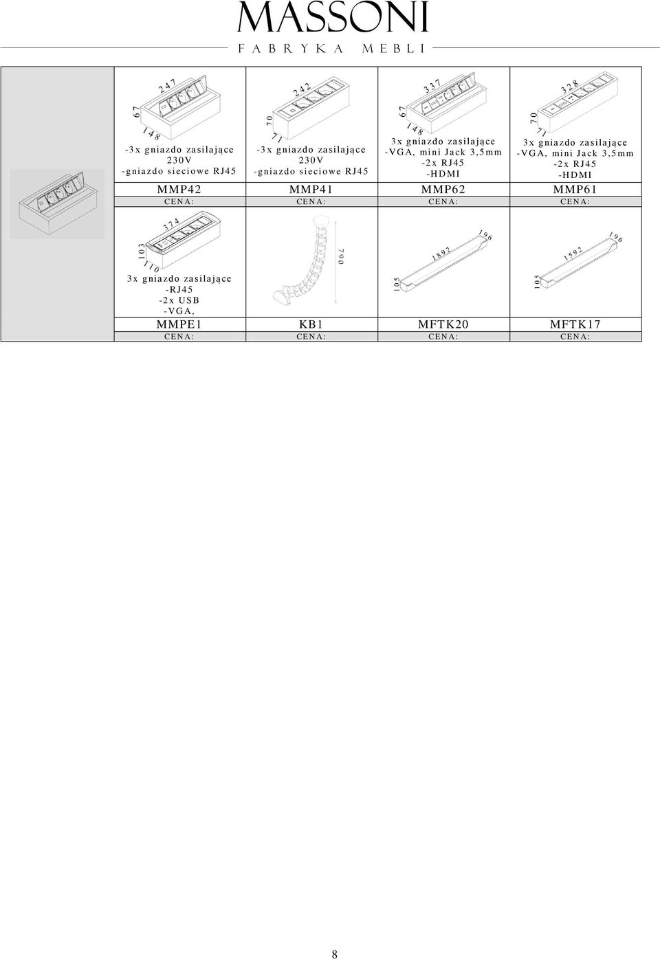 m -2 x RJ45 -H D MI 3 x g nia z d o za s ila ją ce -VG A, mi n i J a ck 3,5 m m -2 x RJ45 -H D MI